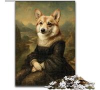 1000Pc Adults Jigsaw Puzzle Mona Lisa Corgi Made of cardboard, Idea, Humorous Artwork, Detailed Artwork size 38x26CM for Birthday Holiday Christmas