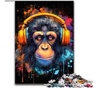1000Pc Adults Jigsaw Puzzle Monkey Dj Music Jigsaw Puzzle 1000 Pieces Challenging Brain Teaser for Teenagers, Perfect for Home Decor Or Gift Size 26X38CM