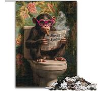 1000Pc Adults Jigsaw Puzzle Monkey on The Toilet Wooden Jigsaw Puzzles for Adults 50X75CM Relaxing Entertainment, Home Decor
