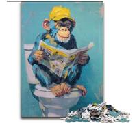 1000Pc Adults Jigsaw Puzzle Monkey Sitting on The Toilet 1000Pc Adults Jigsaw Puzzle Challenging & Entertaining, Family Activity (Size 50x75cm)