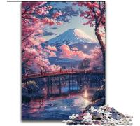 1000Pc Adults Jigsaw Puzzle Mount Fuji And Cherry Blossom Jigsaw Puzzles size 50x75cm Family Interactive Game, Craft Gift with Colorful Artwork