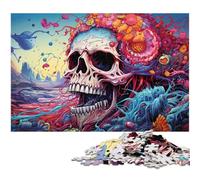 1000Pc Adults Jigsaw Puzzle Mysterious Colorful Skull Puzzles for Adults for Teenagers & Family Fun - DIY Brain Teaser Game Gift 50x75CM/19.68x29.52inch