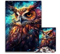 1000Pc Adults Jigsaw Puzzle Nebula Owl's Colorful Psychedelic Wooden Jigsaw Puzzles for Adults Brain Teaser Game Interactive Family Game Suitable for Ages 1000 PCS(75x50cm)
