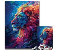 1000Pc Adults Jigsaw Puzzle Neon Lion Difficult Puzzles for Adults Ideal for Lover, Perfect Christmas, New Year, Valentine's Gift 26X38CM/10.23x14.96inch