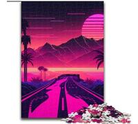 1000Pc Adults Jigsaw Puzzle Neon Retro Road Puzzles for Adults size 50x75cm Educational Activity for Cognitive Skills Cognitive Skill Improvement