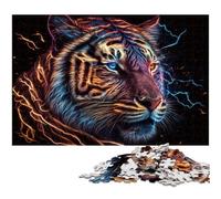 1000Pc Adults Jigsaw Puzzle Neon Tiger Puzzles for Adults for Teenagers & Family Fun - DIY Brain Teaser Game Gift 26X38CM/10.23x14.96inch