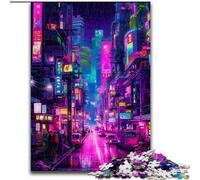 1000Pc Adults Jigsaw Puzzle Night City Landscape Made of Wood, for Parents, Lovers, Friends - Age 14+ 50x75cm for Birthday Holiday Christmas