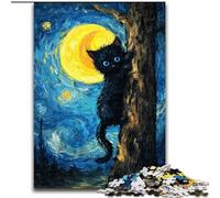 1000Pc Adults Jigsaw Puzzle Night Sky Van Gogh's Cat Jigsaw Puzzles Made of Wood Family Activity Game for Teenager, DIY Home Decor Brain Teaser Gift size 50X75CM