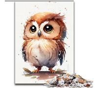 1000Pc Adults Jigsaw Puzzle Owl Watercolor Cute Made of Wood, Fun Activity for at Home 50x75cm DIY Art Decor