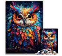 1000Pc Adults Jigsaw Puzzle Painting Color Owl Wooden Jigsaw Puzzles for Adults Brain Teaser Game Interactive Family Game Suitable for Ages 1000 PCS(75x50cm)