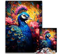 1000Pc Adults Jigsaw Puzzle Painting Colorful Peacock Wooden Jigsaw Puzzles for Adults Brain Teaser Game Interactive Family Game Suitable for Ages 1000 PCS(75x50cm)