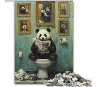 1000Pc Adults Jigsaw Puzzle Panda Go Toilet 1000 Piece Jigsaw for Birthdays, Holidays & Home Decor (Szie 26x38cm)
