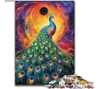 1000Pc Adults Jigsaw Puzzle Peacock Wooden Jigsaw 50X75CM Interactive Family Game, Brain Challenge, Educational Toy