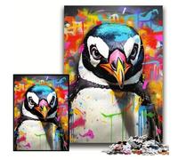 1000Pc Adults Jigsaw Puzzle Penguin Graffiti 1000 Pieces Puzzles for Adults Family Interactive Game, Brain Teaser Gift, Educational Toy Size 50x75cm