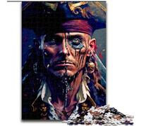 1000Pc Adults Jigsaw Puzzle Pirate Captain Made of Wood, for Parents, Lovers, Friends - Age 14+ 50x75cm for Birthday Holiday Christmas
