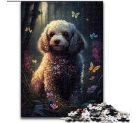 1000Pc Adults Jigsaw Puzzle Poodle Butterfly Made of Wood, Fun Activity for at Home 50x75cm DIY Art Decor