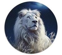 1000Pc Adults Jigsaw Puzzle Prowling Lions Round Cardboard Puzzles Family Interactive Game,Brain Teaser Gift,Educational Toy (67.5x67.5cm)