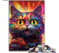 1000Pc Adults Jigsaw Puzzle Psychedelic Animal Cat Jigsaw Puzzles for Adults for Teenagers Age Group 14+, Home Decor (Szie 50x75cm)