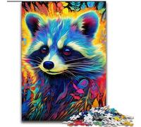 1000Pc Adults Jigsaw Puzzle Psychedelic Animal Raccoon Challenging Puzzles size 26x38cm Interactive Family Game, Ideal, Family Activity Game