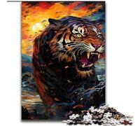 1000Pc Adults Jigsaw Puzzle Psychedelic Animal Tiger Made of Wood, Ideal for Family Fun, Relaxation 50x75cm Family Fun Craft, Perfect for Birthdays, Holidays