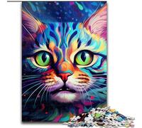 1000Pc Adults Jigsaw Puzzle Psychedelic Art Cat Impossible Jigsaw Puzzles for Adults size50x75cm Challenging Brain Teaser for Teenagers, Family Game Night Fun