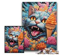 1000Pc Adults Jigsaw Puzzle Psychedelic Cat 1000 Pieces Puzzles for Adults Family Interactive Game, Brain Teaser Gift, Educational Toy Size 26x38cm