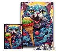 1000Pc Adults Jigsaw Puzzle Psychedelic Cat 1000 Pieces Puzzles for Adults Family Interactive Game, Brain Teaser Gift, Educational Toy Size 26x38cm