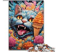 1000Pc Adults Jigsaw Puzzle Psychedelic Cat Made of Wood, Ideal for Family Fun, Relaxation 50x75cm Family Fun Craft, Perfect for Birthdays, Holidays
