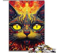 1000Pc Adults Jigsaw Puzzle Psychedelic Cat Puzzle 1000Pieces Jigsaw Family Activity Game, Home Decor Wall Art (Size 50x75 cm)