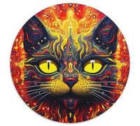 1000Pc Adults Jigsaw Puzzle Psychedelic Cat Round Cardboard Puzzles Suitable for Birthdays,Halloween,Thanksgiving,Easter (67.5x67.5cm)