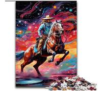 1000Pc Adults Jigsaw Puzzle Psychedelic Colored Horses Made of Wood, for Ages 14+ 50x75cm Brain Teaser Game for Teenagers, for Family Game Night