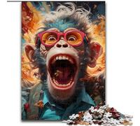 1000Pc Adults Jigsaw Puzzle Psychedelic Monkey Made of Wood, for Teenagers Age Group 14+, Home Decor 50x75cm Educational & Fun Indoor Game for Home Decor