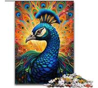 1000Pc Adults Jigsaw Puzzle Psychedelic Peacock Jigsaw Puzzle Made of cardboard,for Teenagers, Family Interactive Game, Challenge Gift 1000pcs(26x38cm)