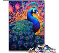 1000Pc Adults Jigsaw Puzzle Psychedelic Peacock Jigsaw Puzzles size 50x75cm Perfect for Family Fun, Party Games, Birthday Party Favors