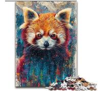 1000Pc Adults Jigsaw Puzzle Psychedelic Red Panda Jigsaw Puzzle Made of Wood,Challenging DIY Brain Teaser, Interactive Family Game 1000pcs(50x75cm)
