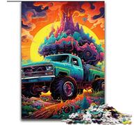 1000Pc Adults Jigsaw Puzzle Psychedelic Truck Jigsaw Puzzles for Adults Perfect for Halloween, Christmas, Birthday Gift 50x75cm