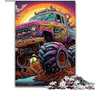 1000Pc Adults Jigsaw Puzzle Psychedelic Truck Made of Wood, Ideal for Family Fun, Relaxation 50x75cm Family Fun Craft, Perfect for Birthdays, Holidays