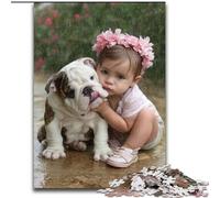 1000Pc Adults Jigsaw Puzzle Puppy And Girl Wooden Jigsaw 50X75CM for Parents, Lovers, Friends - Age 14+