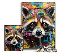 1000Pc Adults Jigsaw Puzzle Raccoon Graffiti 1000 Pieces Puzzles for Adults Family Interactive Game, Brain Teaser Gift, Educational Toy Size 26x38cm