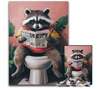 1000Pc Adults Jigsaw Puzzle Raccoon in The Toilet Wooden Jigsaw Puzzles For Family Fun, Suitable for Desktop Decoration for 14+ 50X75CM