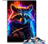 1000Pc Adults Jigsaw Puzzle Raccoon Made of Wood, Fun Activity for at Home 50x75cm DIY Art Decor