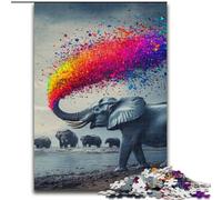 1000Pc Adults Jigsaw Puzzle Rainbow Smoke Elephant Wooden Jigsaw Puzzles for Adults Colourful, Fun, Challenging & Brainteasing (Size 50x75cm)
