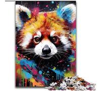 1000Pc Adults Jigsaw Puzzle Red Panda Art Graffiti Jigsaw Puzzles for Adults Perfect for Halloween, Christmas, Birthday Gift 26x38cm