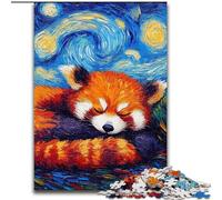 1000Pc Adults Jigsaw Puzzle Red Panda Starry Sky Made of Wood, for Parents, Lovers, Friends - Age 14+ 50x75cm for Birthday Holiday Christmas