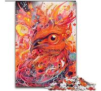 1000Pc Adults Jigsaw Puzzle Red Phoenix Bird Made of Wood, Idea, Humorous Artwork, Detailed Artwork 50x75cm for Birthday Holiday Christmas