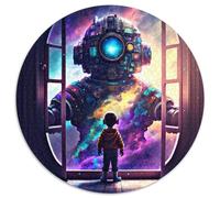 1000Pc Adults Jigsaw Puzzle Robotic Dreams Round Cardboard Jigsaw Puzzles Family Bonding Activity,Home Decor Gift,Family Toy Game (Size 67.5x67.5cm)