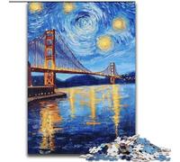 1000Pc Adults Jigsaw Puzzle San Francisco Bridge at Night Jigsaw Puzzles for Adults 26X38CM Birthday Gift Idea, Challenging Brain Teaser Game