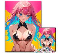 1000Pc Adults Jigsaw Puzzle Sexy Anime Girl in Bikini on Yellow Background Jigsaw Puzzles for Adults Educational Activity for Cognitive Skills Cognitive Skill Improvement 1000 PCS(75x50cm)