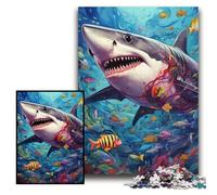 1000Pc Adults Jigsaw Puzzle Shark 1000 Pieces Puzzles for Adults Family Interactive Game, Brain Teaser Gift, Educational Toy Size 26x38cm