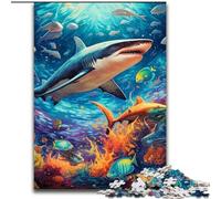 1000Pc Adults Jigsaw Puzzle Shark Jigsaw Puzzles for Adults Perfect for Halloween, Christmas, Birthday Gift 26x38cm